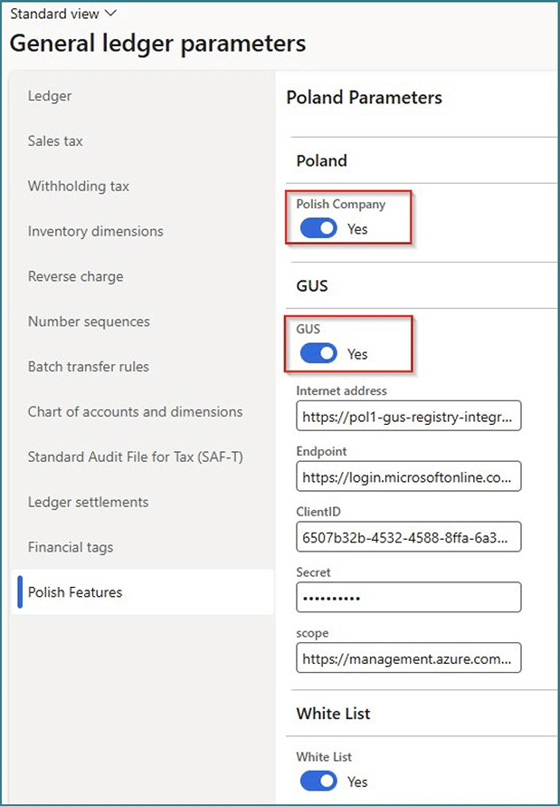 GUS web service BIR general ledger parameters