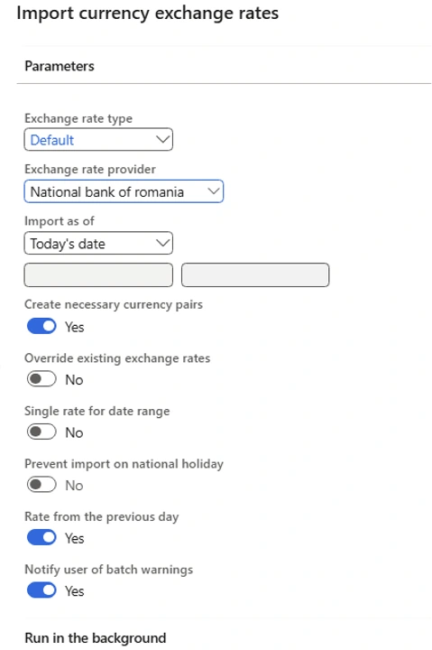 Import currency exchange rates dropdown image