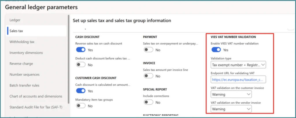 General ledger parameters new